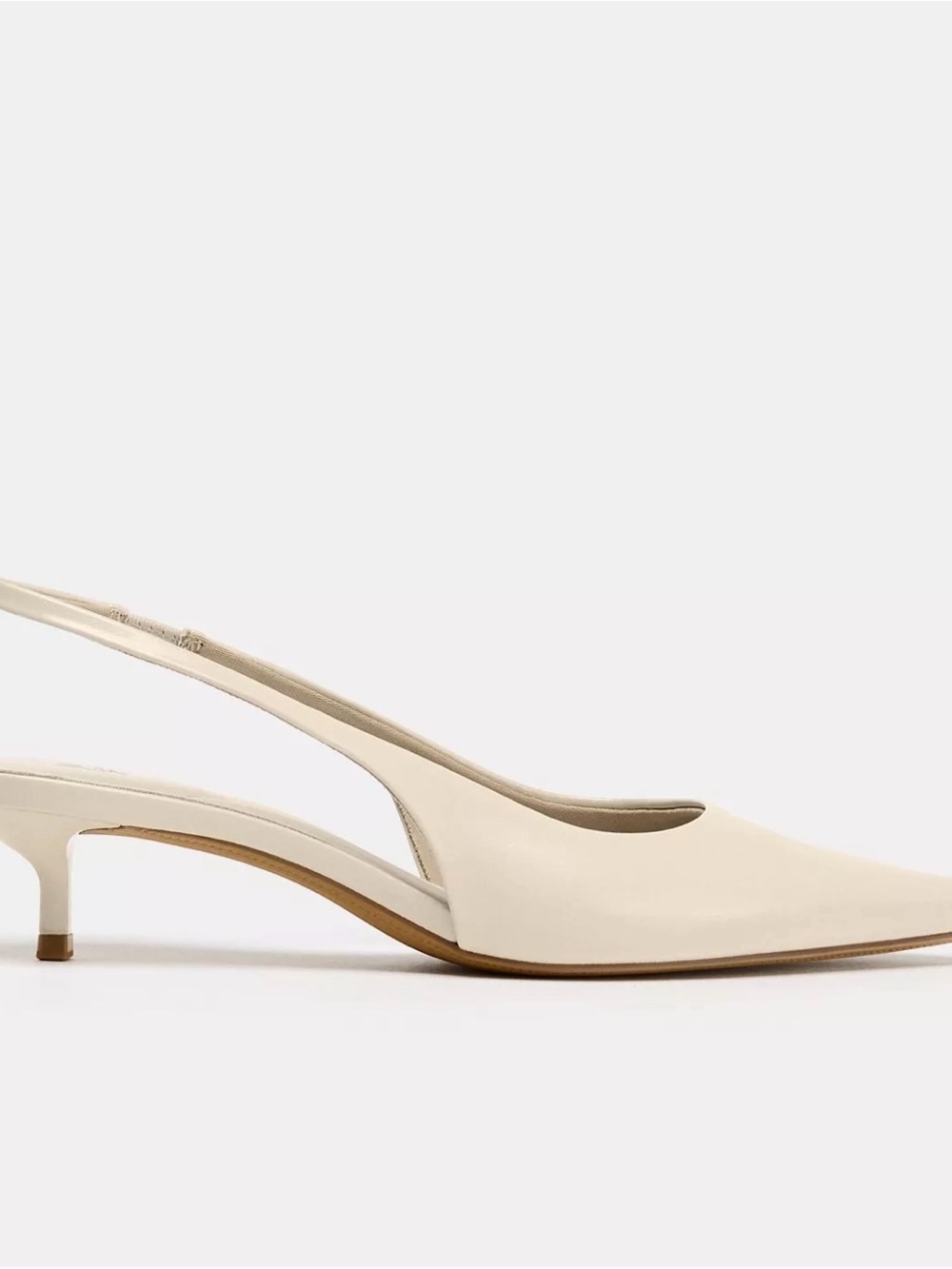 Zara Cream Slingback Pointed-Toe Kitten Heels